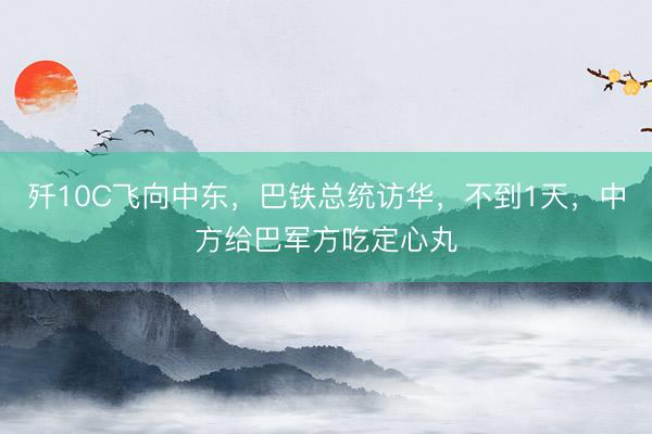 歼10C飞向中东，巴铁总统访华，不到1天，中方给巴军方吃定心丸