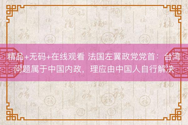 精品+无码+在线观看 法国左翼政党党首：台湾问题属于中国内政，理应由中国人自行解决