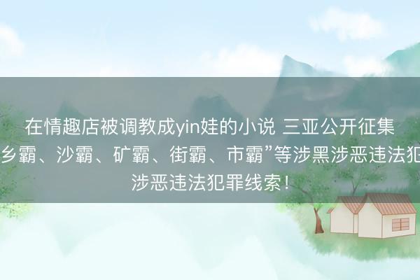 在情趣店被调教成yin娃的小说 三亚公开征集“村霸、乡霸、沙霸、矿霸、街霸、市霸”等涉黑涉恶违法犯罪线索！
