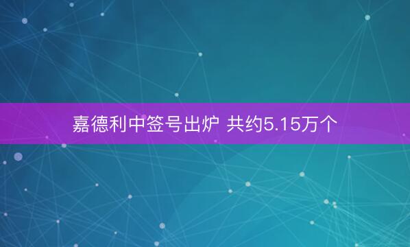 嘉德利中签号出炉 共约5.15万个