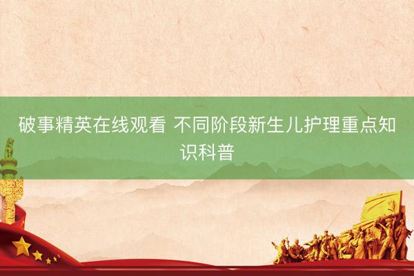 破事精英在线观看 不同阶段新生儿护理重点知识科普