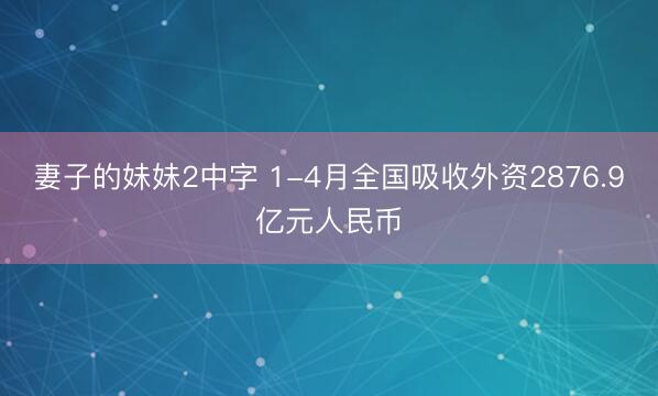 妻子的妹妹2中字 1-4月全国吸收外资2876.9亿元人民币