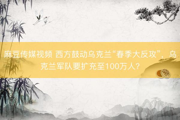 麻豆传媒视频 西方鼓动乌克兰“春季大反攻”，乌克兰军队要扩充至100万人？