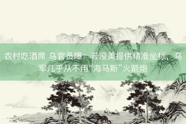 农村吃酒席 乌官员曝：若没美提供精准坐标，乌军几乎从不用“海马斯”火箭炮