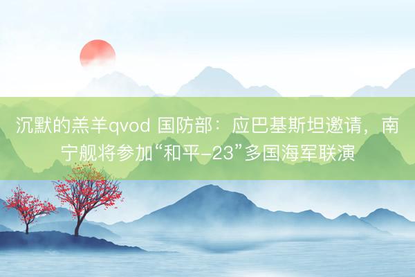 沉默的羔羊qvod 国防部：应巴基斯坦邀请，南宁舰将参加“和平-23”多国海军联演