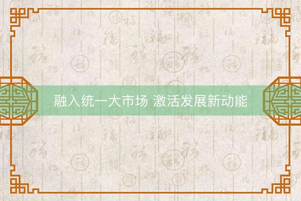 融入统一大市场 激活发展新动能