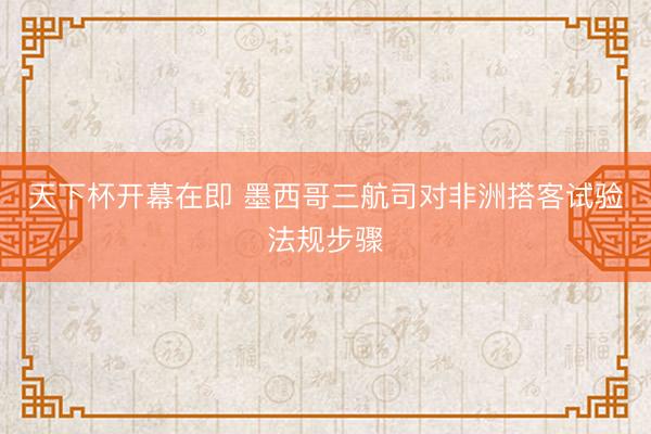 天下杯开幕在即 墨西哥三航司对非洲搭客试验法规步骤