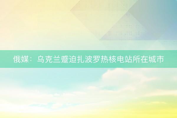 俄媒：乌克兰蹙迫扎波罗热核电站所在城市