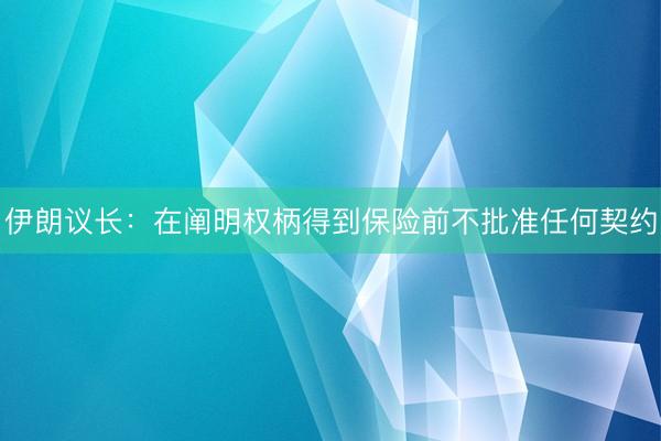 伊朗议长：在阐明权柄得到保险前不批准任何契约