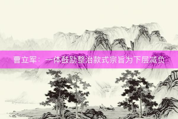 曹立军：一体鼓励整治款式宗旨为下层减负