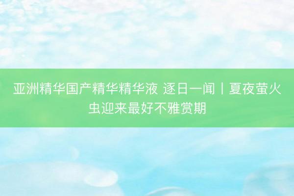 亚洲精华国产精华精华液 逐日一闻丨夏夜萤火虫迎来最好不雅赏期