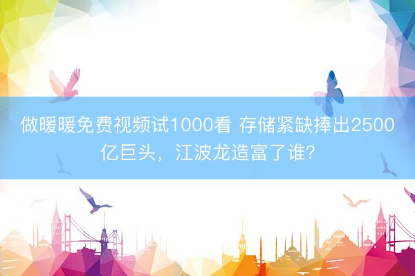 做暖暖免费视频试1000看 存储紧缺捧出2500亿巨头，江波龙造富了谁？