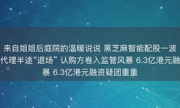 来自姐姐后庭院的温暖说说 黑芝麻智能配股一波又起：配售代理半途“退场” 认购方卷入监管风暴 6.3亿港元融资疑团重重