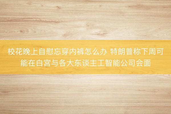 校花晚上自慰忘穿内裤怎么办 特朗普称下周可能在白宫与各大东谈主工智能公司会面