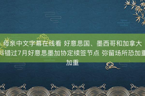 母亲中文字幕在线看 好意思国、墨西哥和加拿大料错过7月好意思墨加协定续签节点 弥留场所恐加重