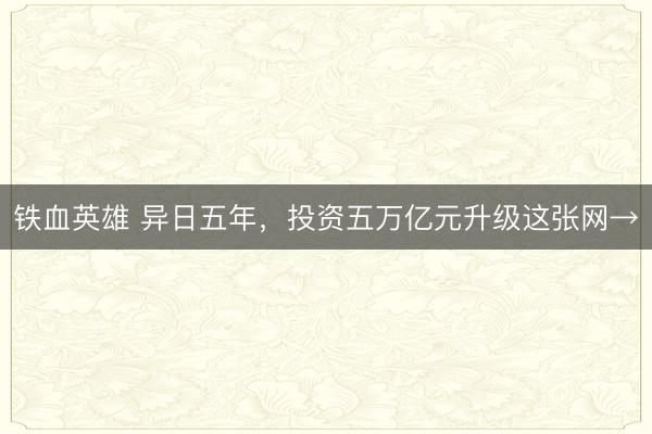 铁血英雄 异日五年，投资五万亿元升级这张网→