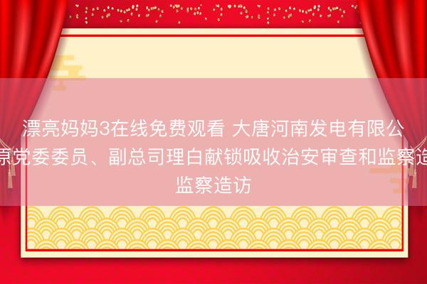 漂亮妈妈3在线免费观看 大唐河南发电有限公司原党委委员、副总司理白献锁吸收治安审查和监察造访