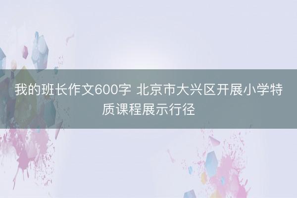 我的班长作文600字 北京市大兴区开展小学特质课程展示行径