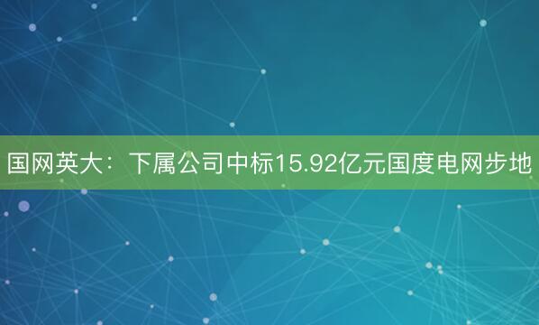 国网英大：下属公司中标15.92亿元国度电网步地