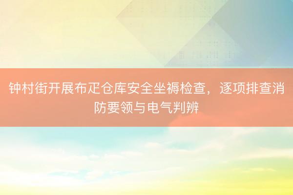 钟村街开展布疋仓库安全坐褥检查，逐项排查消防要领与电气判辨